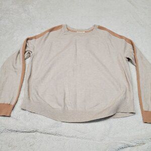 Olive and Vine Nude Boho Cottagecore Neutral Colorblock Lounge Cropped Sweater M